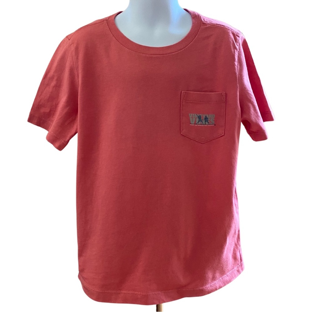 Vineyard Vines Boys Kids Whale Short-Sleeve Pocket Tshirt Brick Red - Size 6